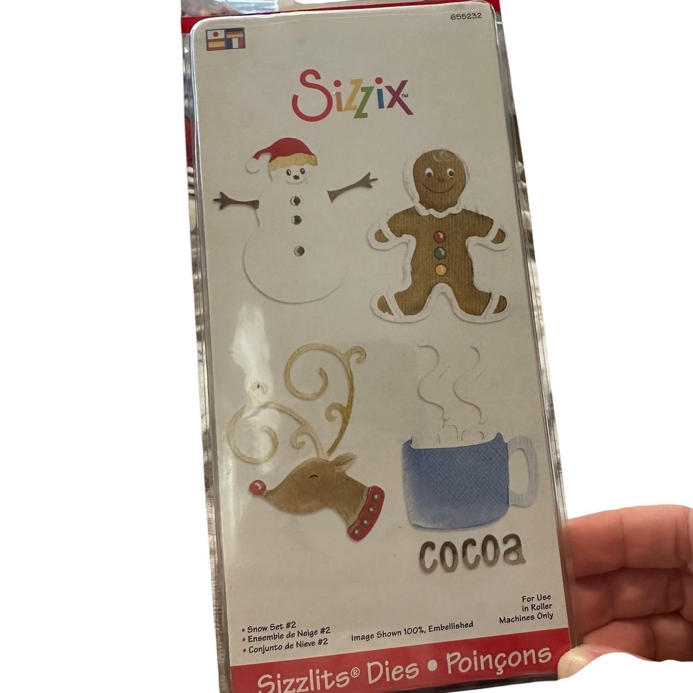 Sizzix Sizzlits Snow Set #2 Christmas Dies 655232 Snowman Gingerbread Reindeer